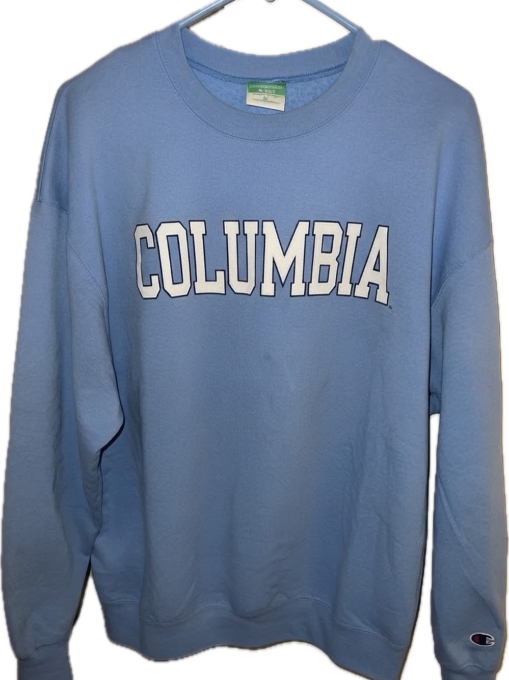 Champion Columbia Crewneck Sweatshirt - Sky Blue with White Lettering